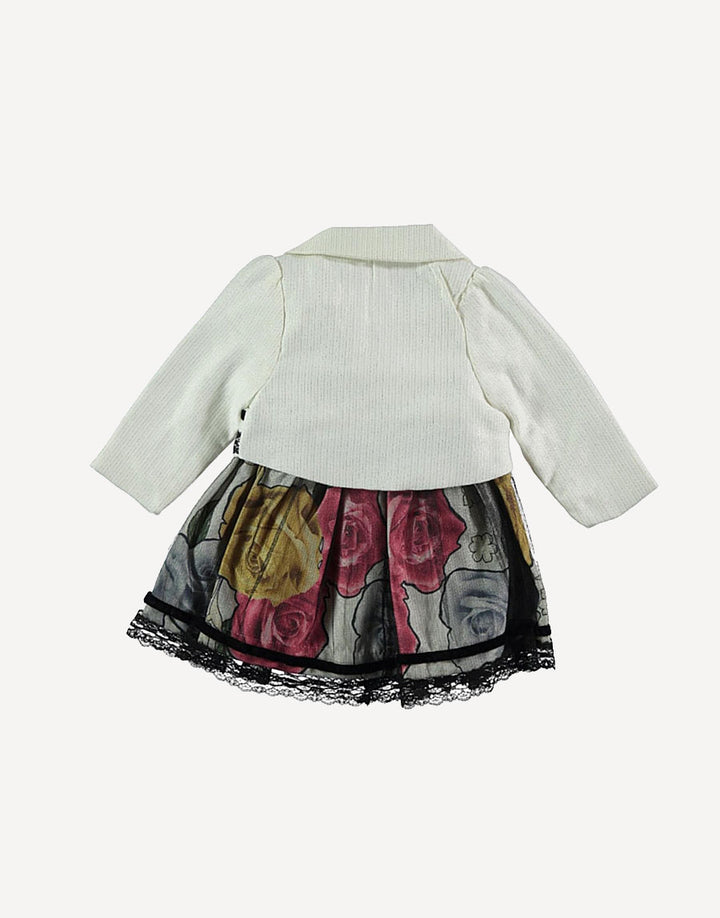 Elegant baby girl dress and jacket set, back