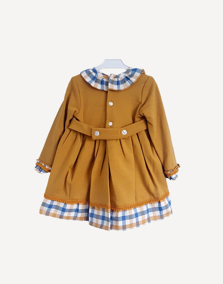 Molly mustard gingham dress, back