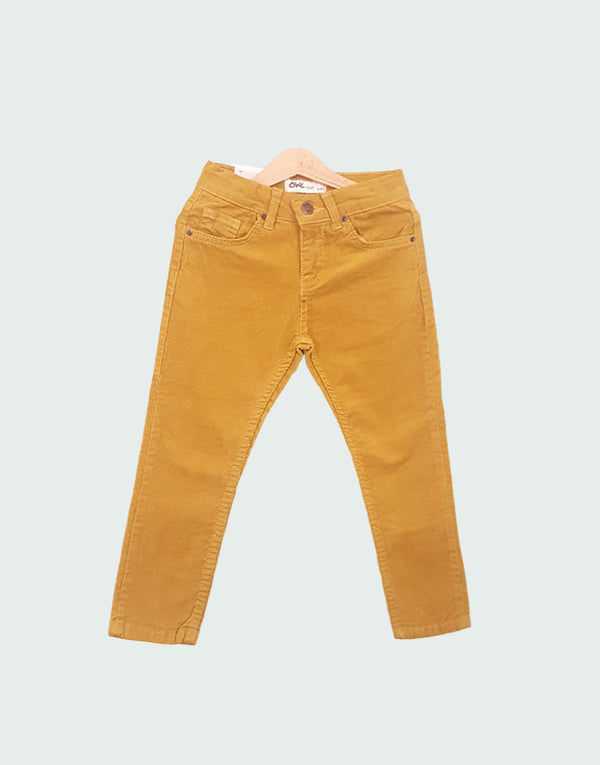 Mustard cord trousers, front