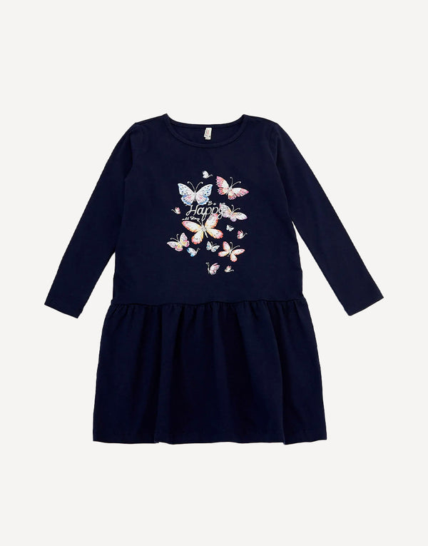 Navy cotton big sister dress, front
