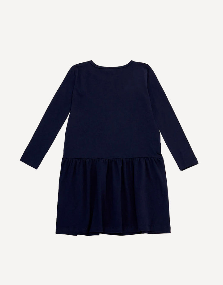 Navy cotton big sister dress, back