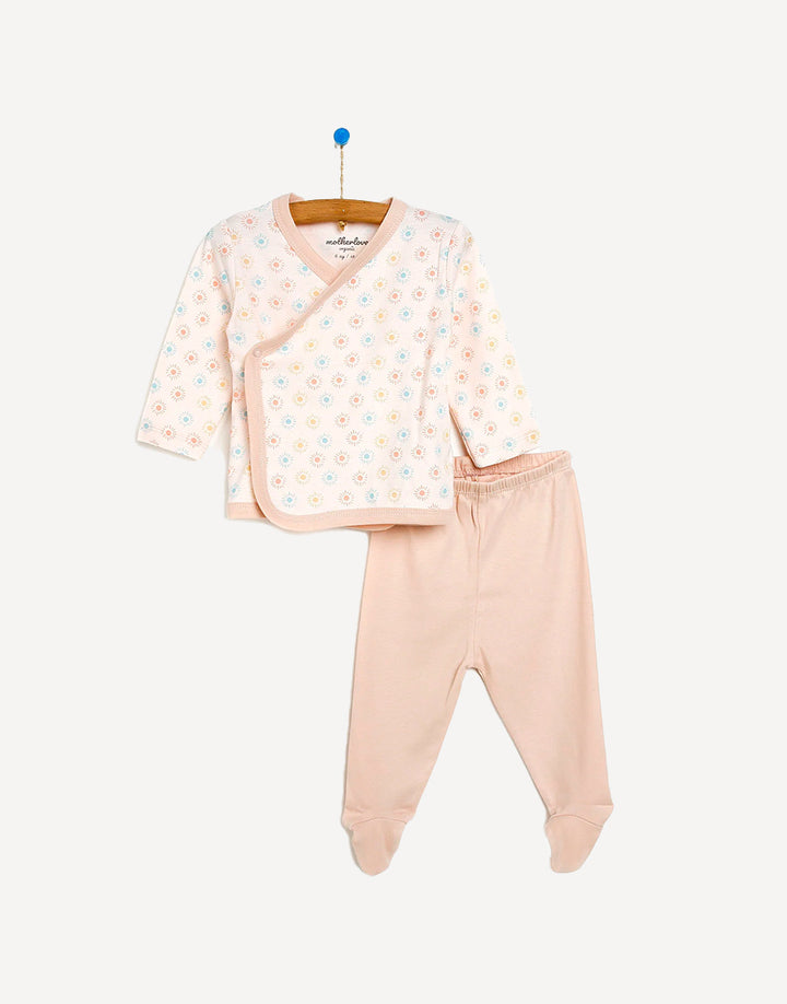 Newborn baby girl lisa organic cotton hospital exit outfit set