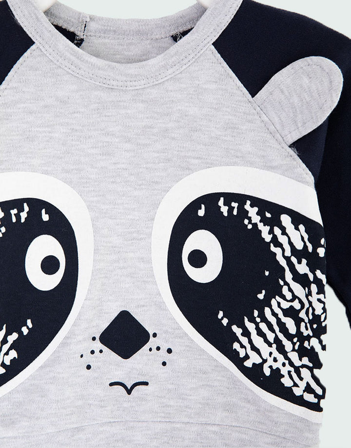 Panda boys two piece outfit set, detail