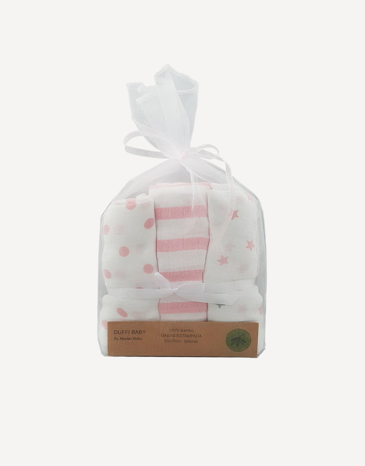 Pink bamboo muslin square set