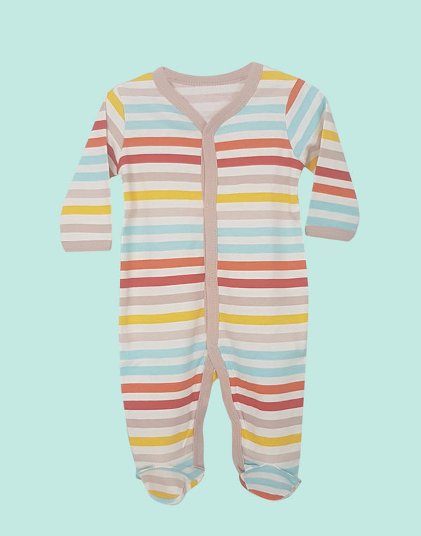 Rainbow unisex babygrow and blanket gift set, front