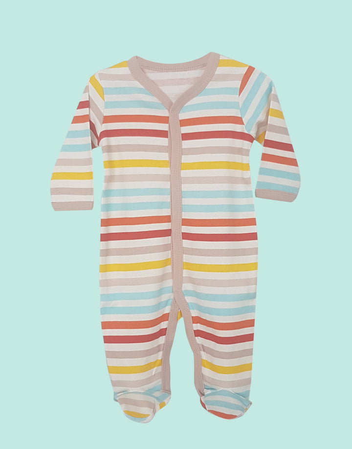Rainbow unisex babygrow and blanket gift set, front